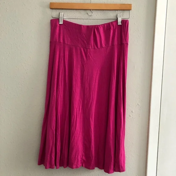Three Dots Hot Pink Flowy Skater Circle Skirt - Picture 4 of 8